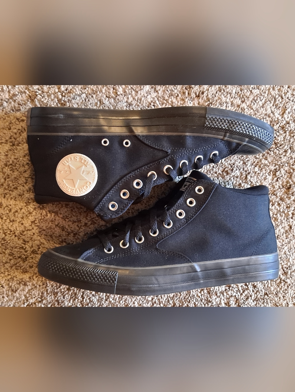 Converse Malden Street Mid Black/Black/Vintage White Canvas Sneakers Size 12 - Picture 5 of 10